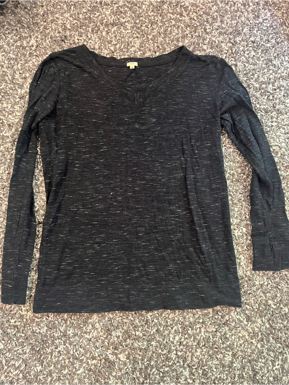 J. Crew Heathered Black Long Sleeve Scoop Neck Tee